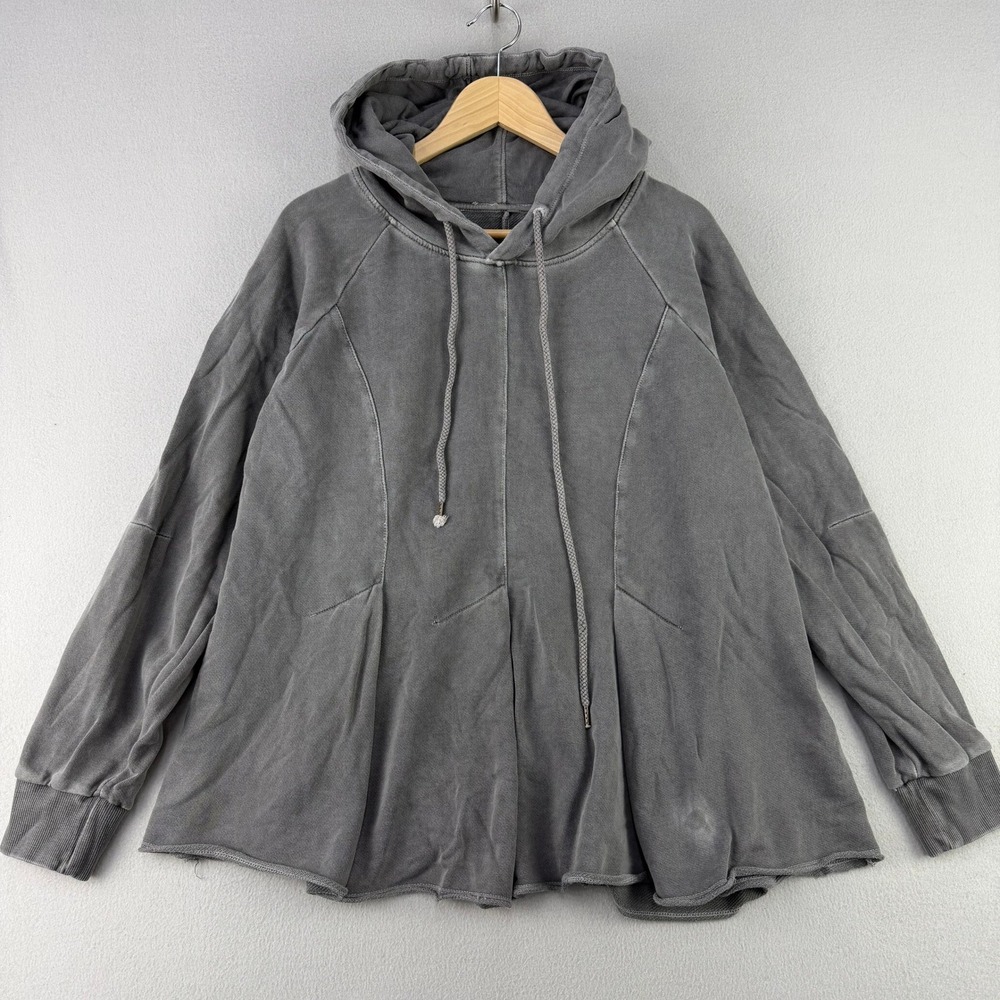 Pilcro by Anthropologie Pullover Hoodie Women L Gray Oversized Lagenlook Cotton